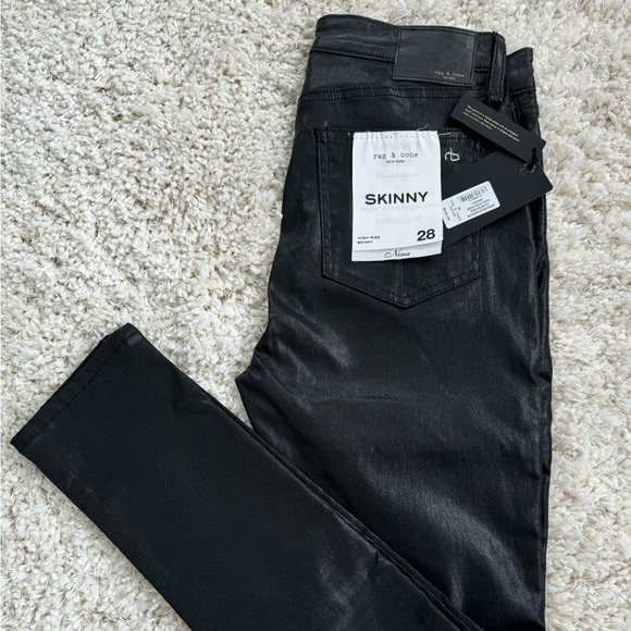 Rag & Bone - Nina Skinny Coated Black Jeans - Picture 3 of 6